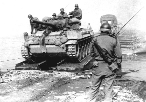Tank Destroyer crossing Moselle River, March 15 1945.