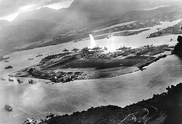Japanese aerial photo attack of Pearl Harbor under attack