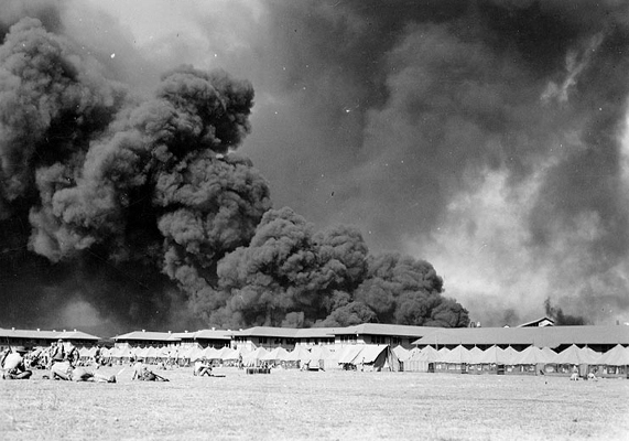 Parade Ground, Pearl Harbor Marine Barracks during attack