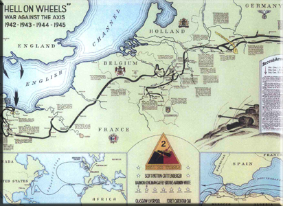 Battle map 2nd Armored Division WWII